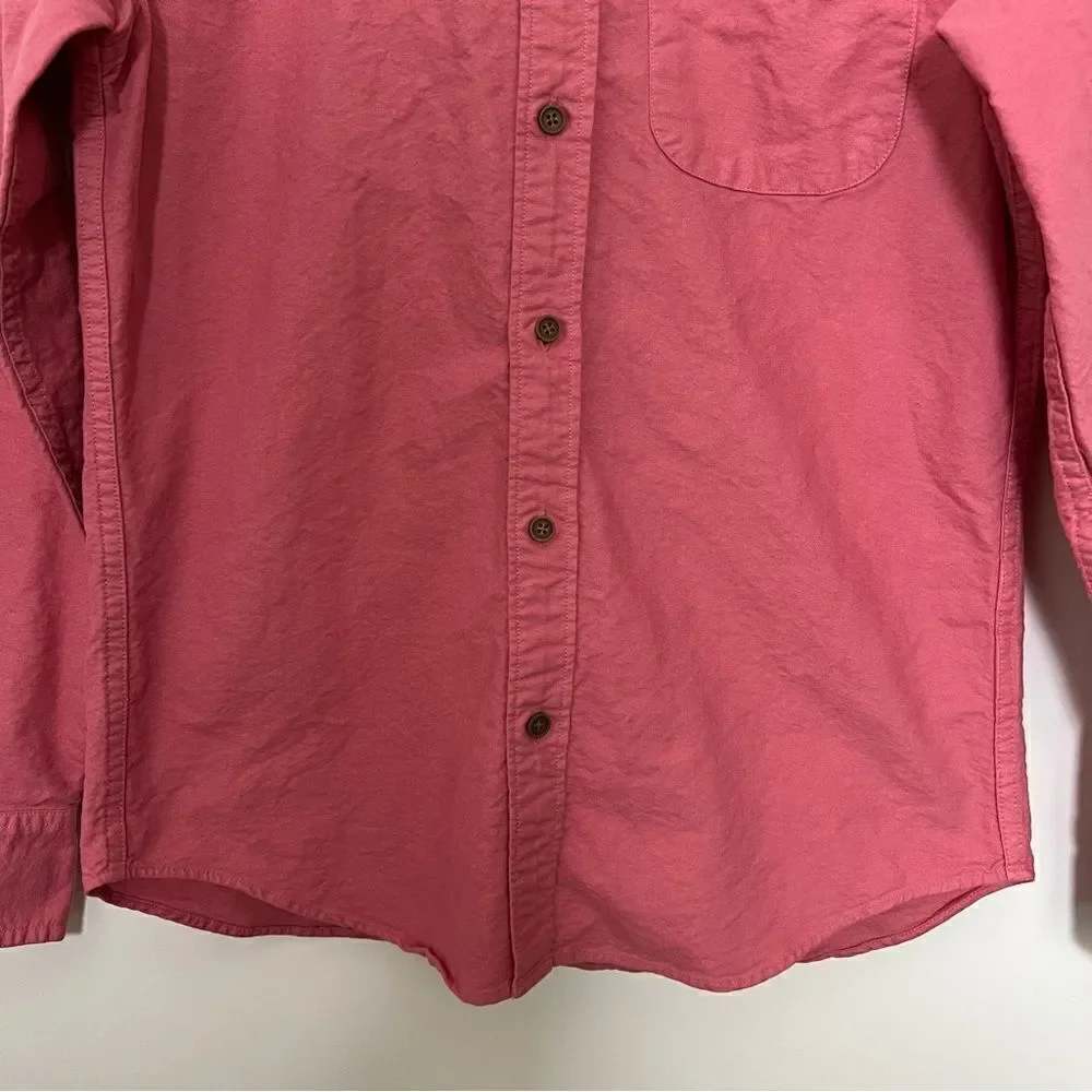 J Crew Shirt Mens Small Pink Slim Untucked Garment Dye Button Down Long Sleeve